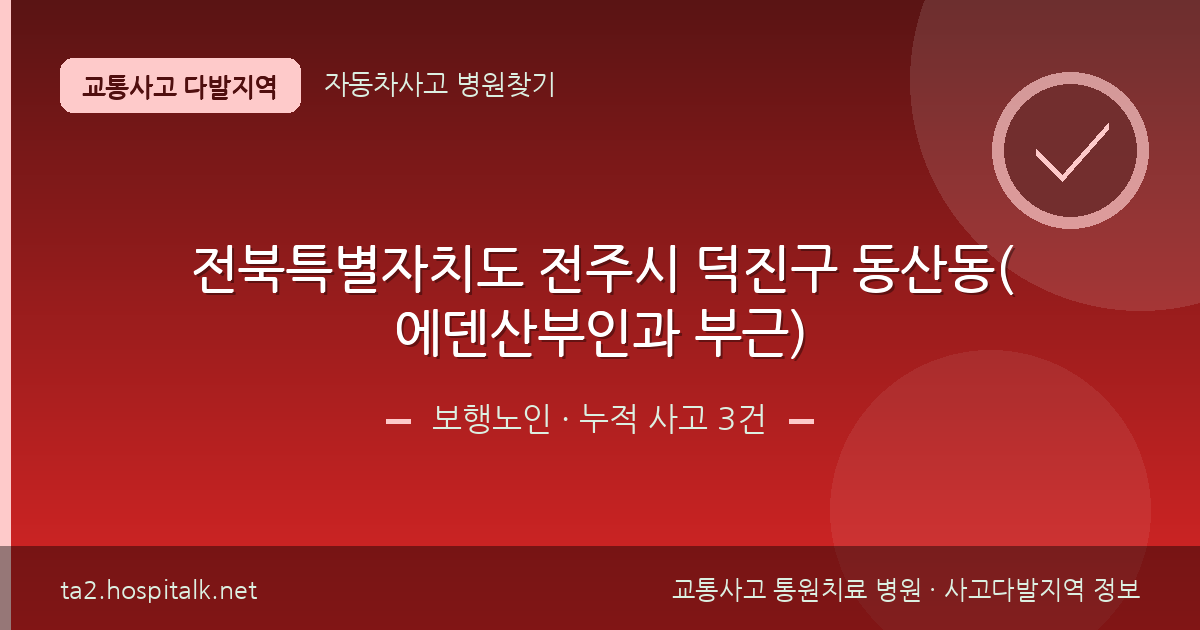 전북특별자치도 전주시 덕진구 동산동(에덴산부인과 부근) 보행노인 사고다발지역 정보