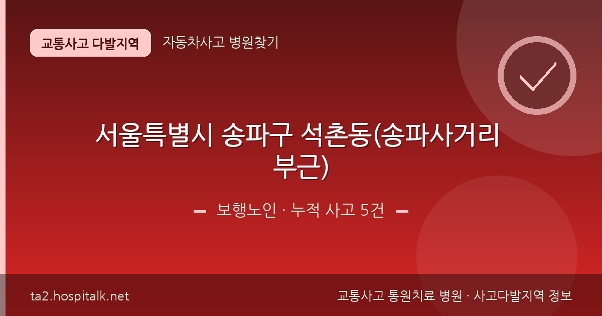 서울특별시 송파구 석촌동(송파사거리 부근) 보행노인 사고다발지역 정보