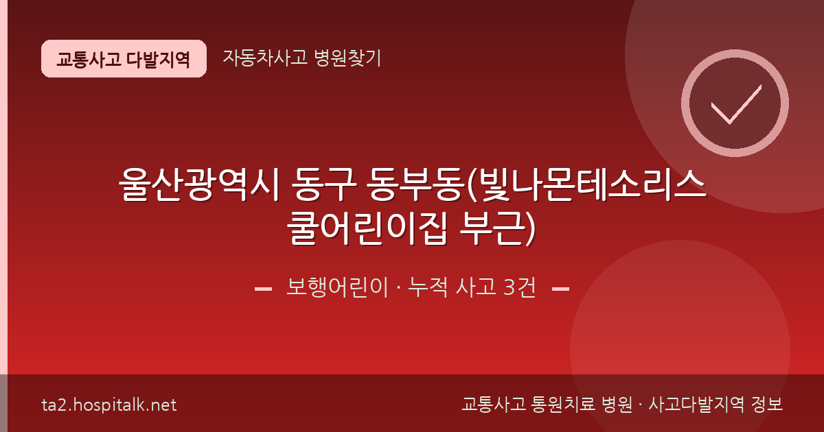 울산광역시 동구 동부동(빛나몬테소리스쿨어린이집 부근) 보행어린이 사고다발지역 정보