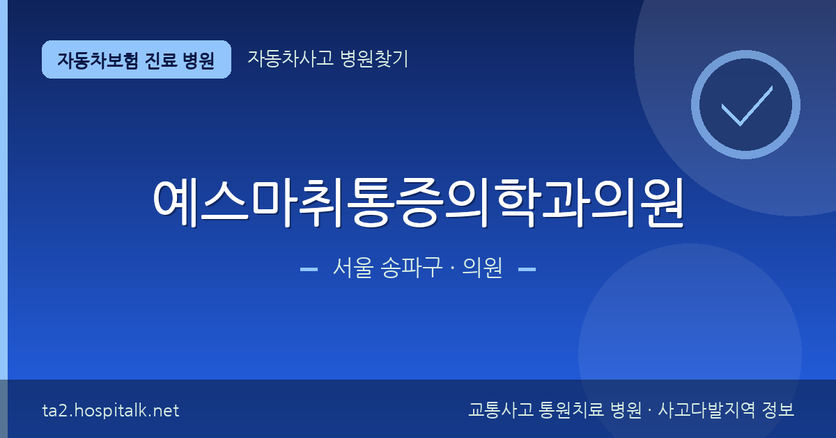 서울 송파구 예스마취통증의학과의원 자동차보험 진료 병원 정보