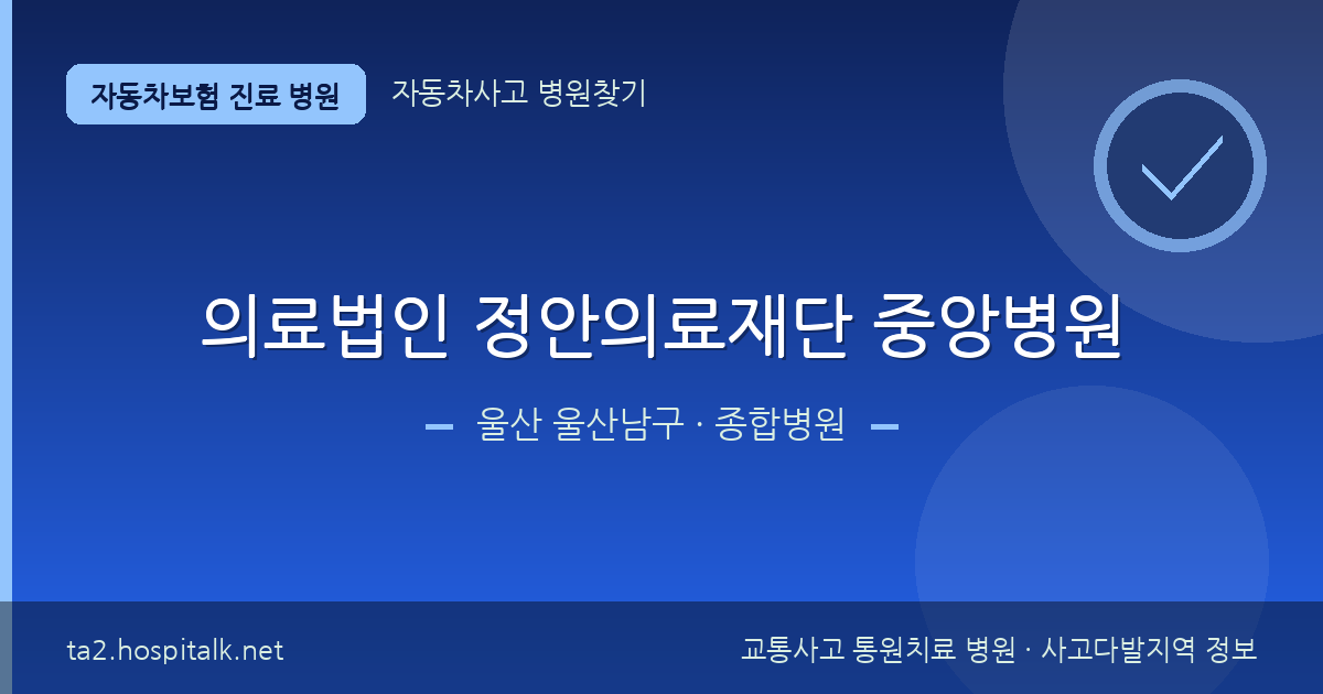 울산 울산남구 의료법인 정안의료재단 중앙병원 자동차보험 진료 병원 정보
