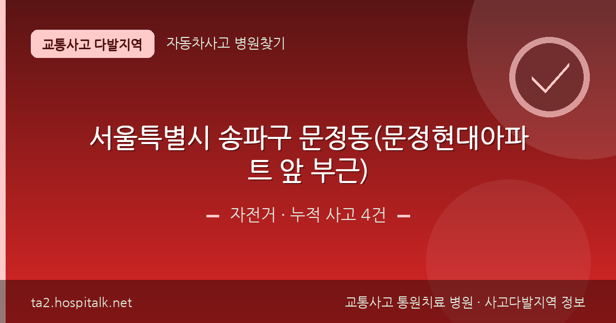 서울특별시 송파구 문정동(문정현대아파트 앞 부근) 자전거 사고다발지역 정보